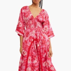 Free People Printed Smocked Waist Maxi Dress